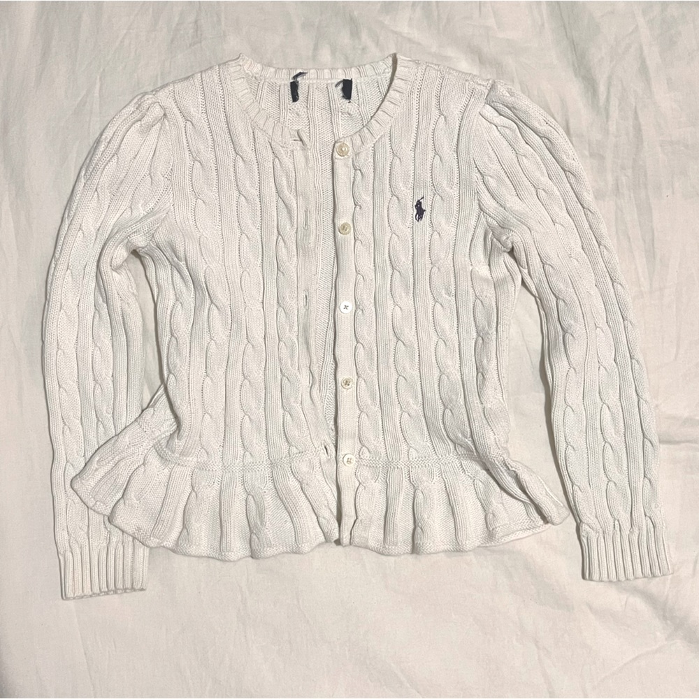 Polo Ralph Lauren white Cable knit cardigan